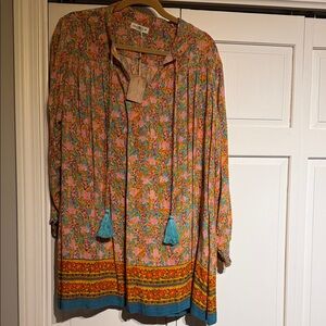 NATURAL LIFE Floral Midi Dress in Pink, Teal, Mustard